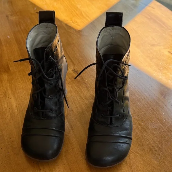 John Fluevog Black Lace-Up Boots - Picture 1 of 3